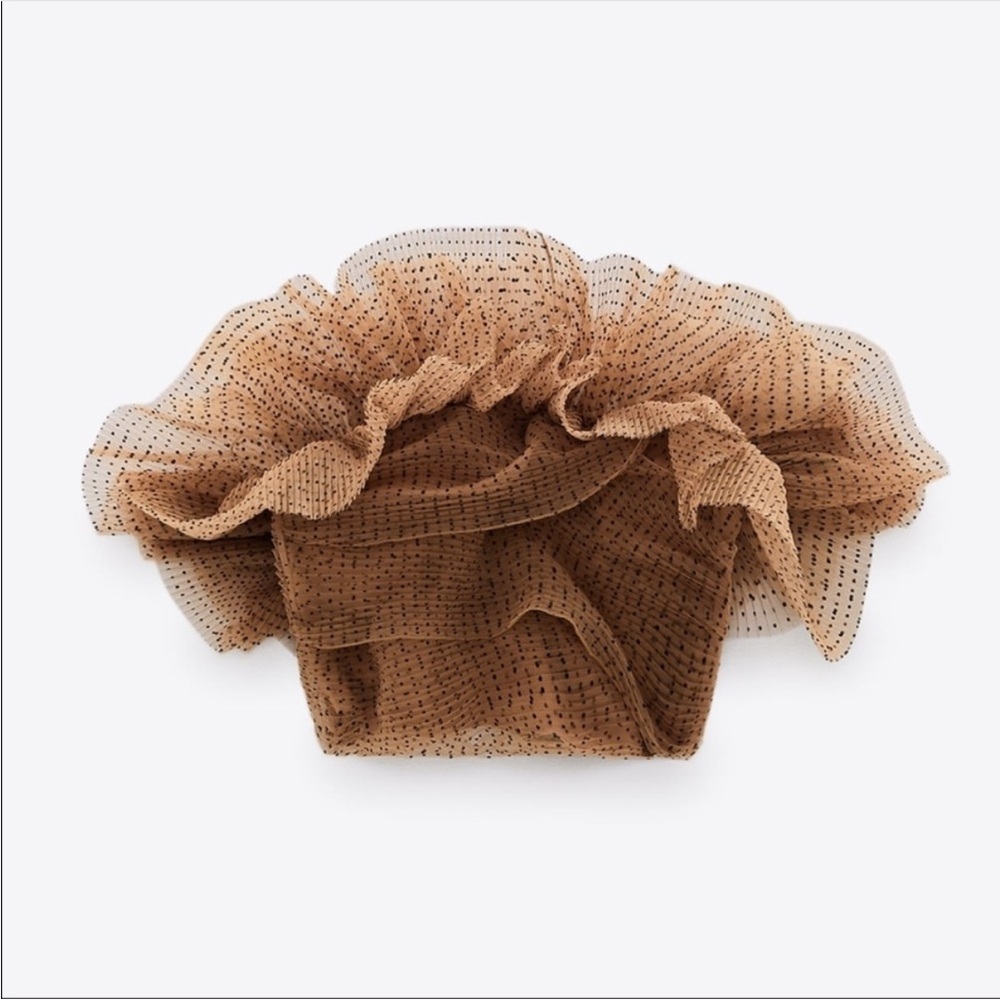 Zara Brown Polka Dot Off-Shoulder Top